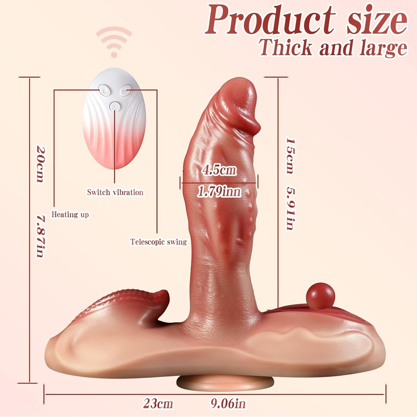 Buyging™ Upgraded 10 Thrusting 7 Vibrating Swing Heating Sit and Ride Dildo With Suction Cup