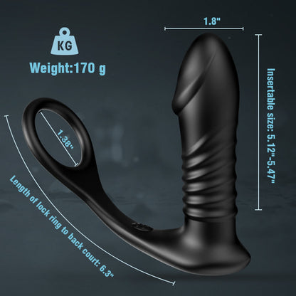 Buyging™ 10 Thrilling Vibration 3 Thrusting Silicone Remote Control Anal Vibrator
