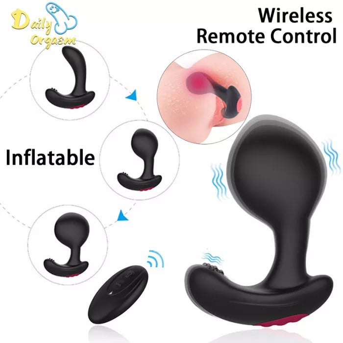 Sexoralab™Inflatable Butt Plug Vibrator Wireless Remote Control Male Prostate Massager