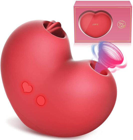 ToyCod Clitoral Sucking Tongue-Licking Vibrator - 10 Suctions +10 Licking Modes with Portable Rechargeable Heart Shape Case