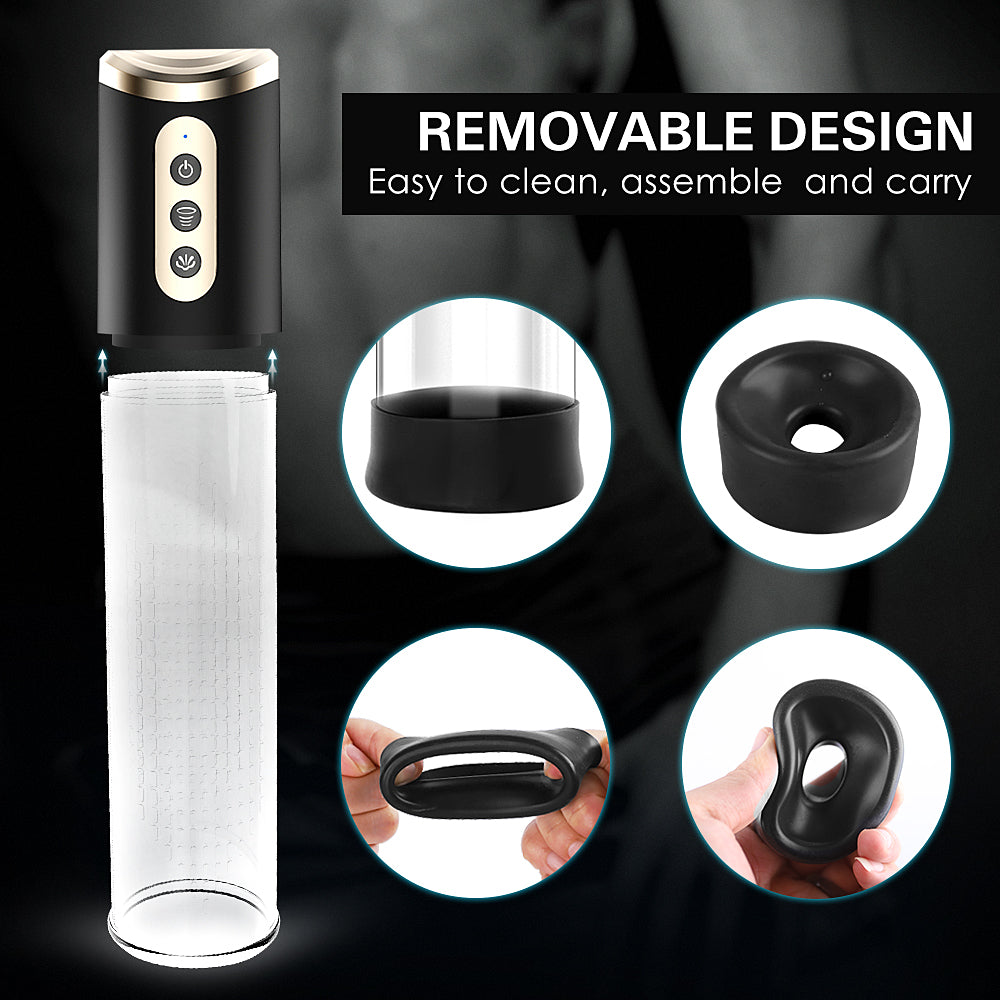 2 in 1 Penis Pump with 4 Suction Intensities, Rechargeable Automatic Cock Pump for Stronger Bigger Erections