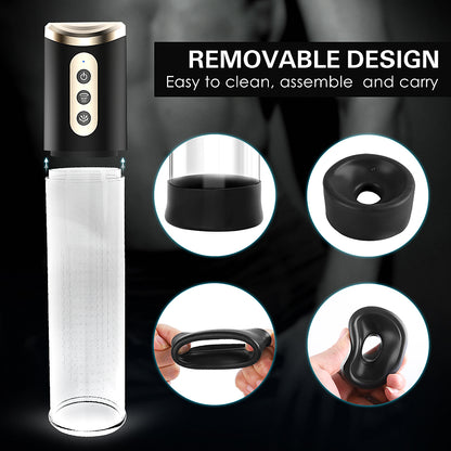 2 in 1 Penis Pump with 4 Suction Intensities, Rechargeable Automatic Cock Pump for Stronger Bigger Erections