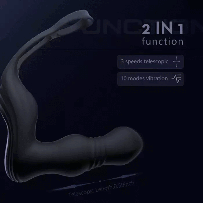 P13 - 3 Thrusting and 12 Vibrating Dual Cock Rings Prostate Massager
