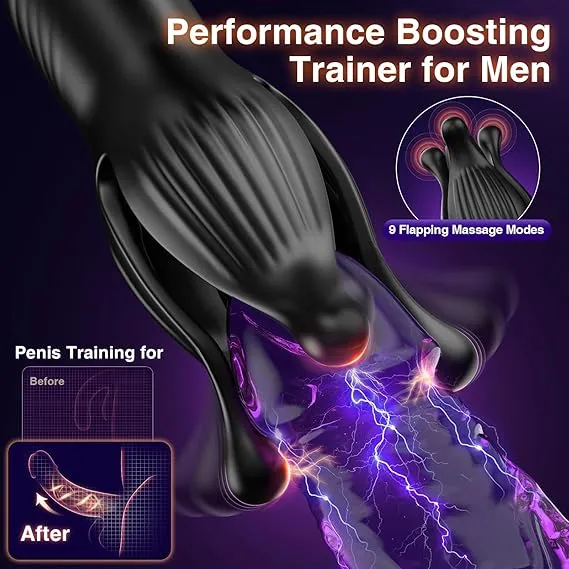 Sexoralab™Anal Vibrator Butt Plug with Thrusting Dildo Core & 9 Petal-Stretching Modes