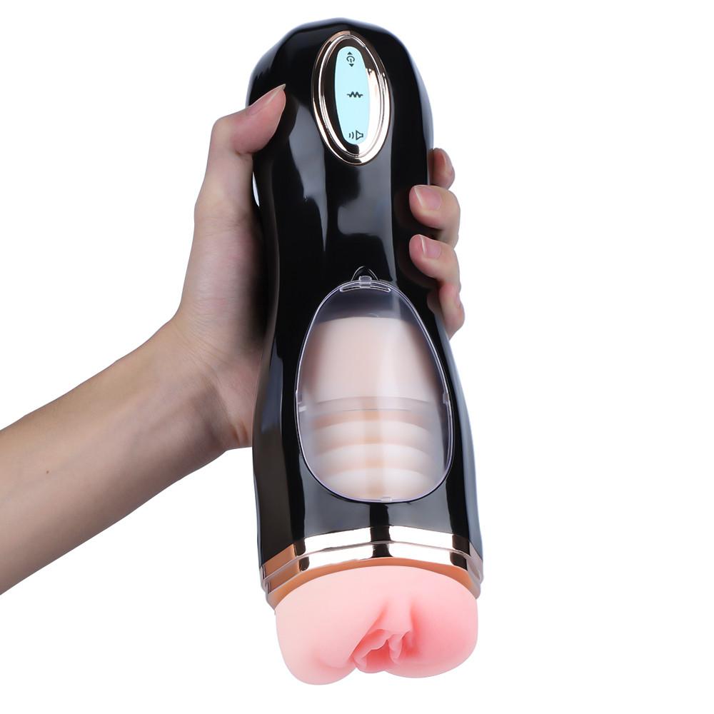 WANLE Vibrating Thrusting Suction Cup Pussy Male Masturbator