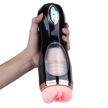 WANLE Vibrating Thrusting Suction Cup Pussy Male Masturbator