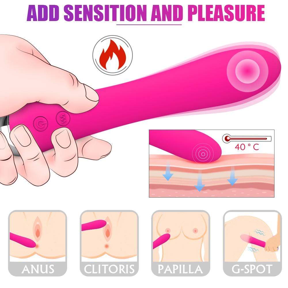 Pink Silicone Vibrator with Automatic Heating