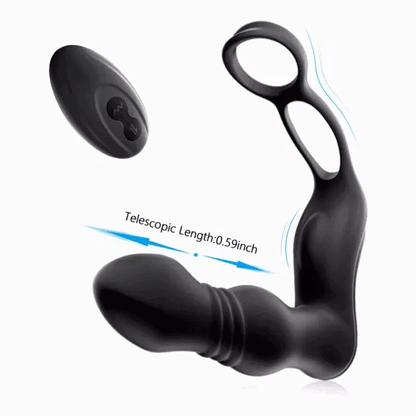 P13 - 3 Thrusting and 12 Vibrating Dual Cock Rings Prostate Massager