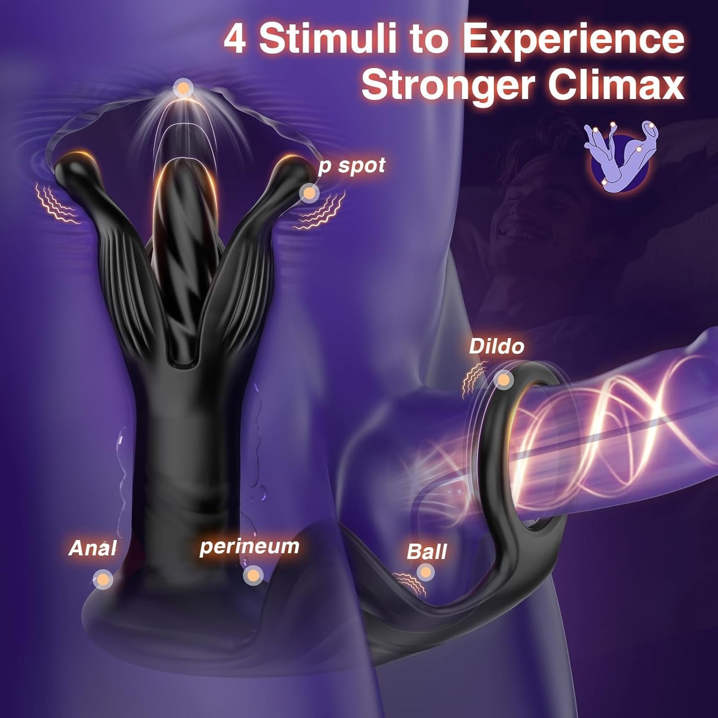 Buyging™ 9 Tension Shock Flapping Thrusting Vibrating Cock Ring Anal Vibrator Dildo