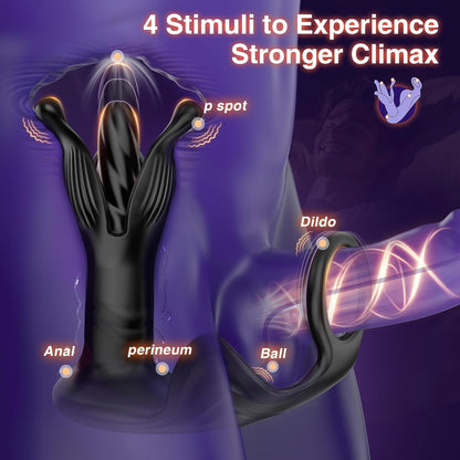 Buyging™ 9 Tension Shock Flapping Thrusting Vibrating Cock Ring Anal Vibrator Dildo