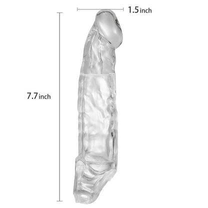 7.8” Clear Textured Thicken Lengthen Penis Enhancement Sleeve
