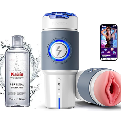 AI & APP Control Thrusting Male Stroker with 360° Heating, 5-Speed Smooth Motion Adult Mens