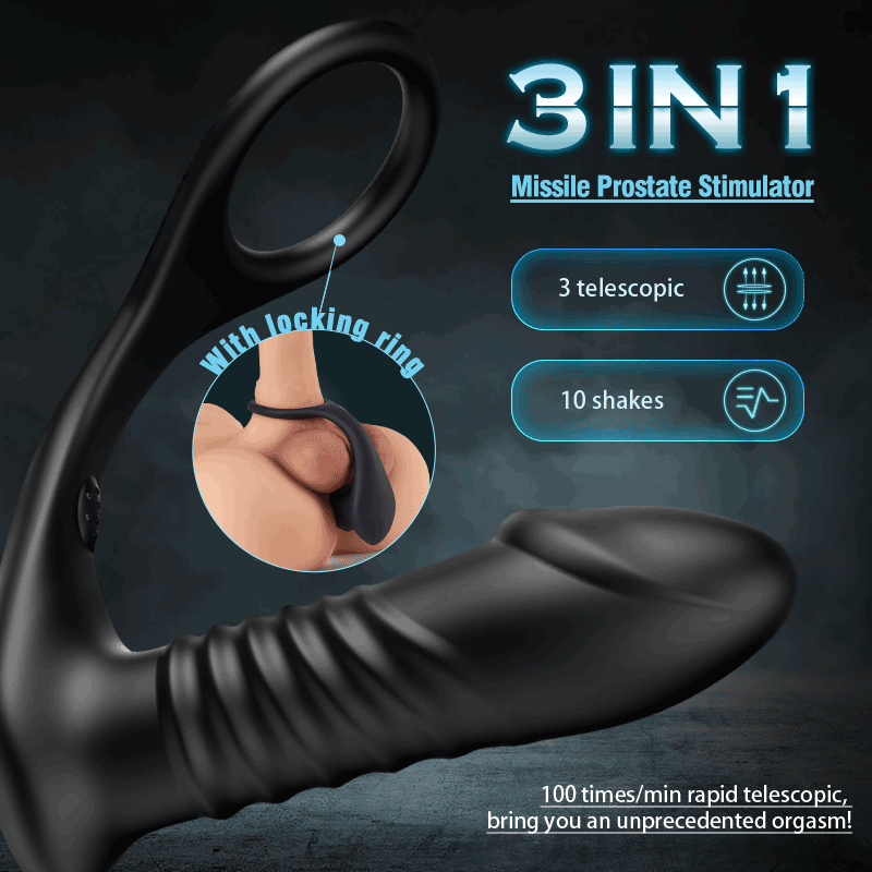 Buyging™ 10 Thrilling Vibration 3 Thrusting Silicone Remote Control Anal Vibrator