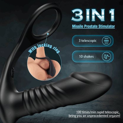 Buyging™ 10 Thrilling Vibration 3 Thrusting Silicone Remote Control Anal Vibrator