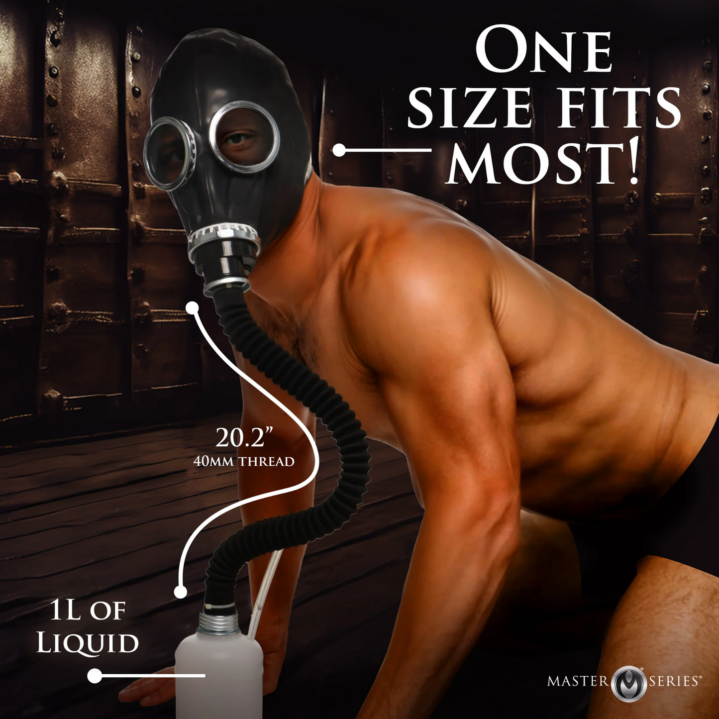 Dark Inhaler Gas Mask with Bottle Bondage Gear Fetish Restraint Sex Toy