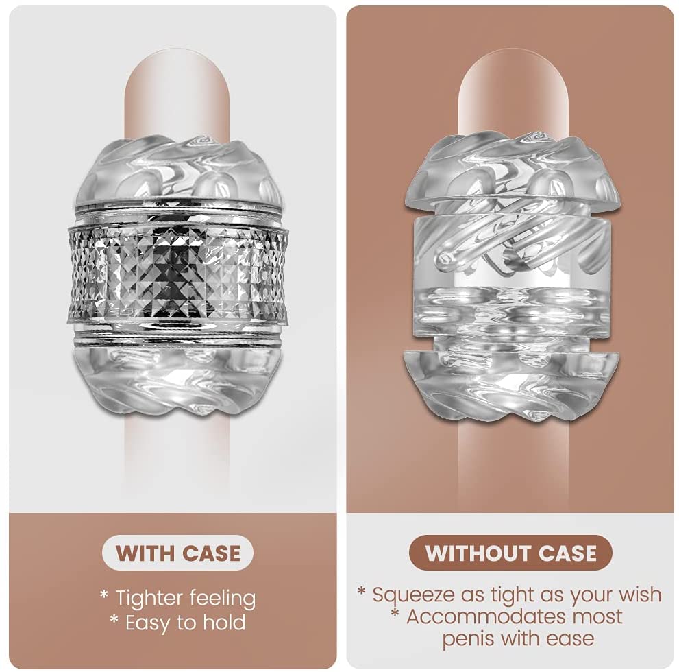 Portable Pleasure Stroker Open-Ended Detachable Pocket Pussy Male Masturbator Cup with Crystal Spiral Ribbed Tunnel,Blowjob Male Sex Toys for Men and Couples