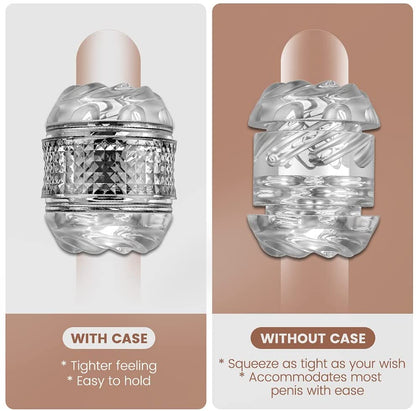 Portable Pleasure Stroker Open-Ended Detachable Pocket Pussy Male Masturbator Cup with Crystal Spiral Ribbed Tunnel,Blowjob Male Sex Toys for Men and Couples