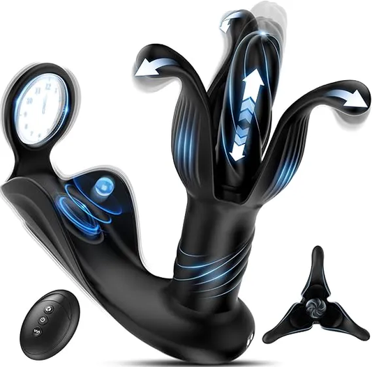 Sexoralab™Anal Vibrator Butt Plug with Thrusting Dildo Core & 9 Petal-Stretching Modes