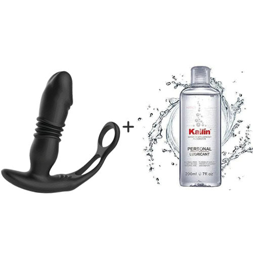 Buyging™ 12 Vibrating 3 Thrusting Prostate Massager With Dual Cock Rings