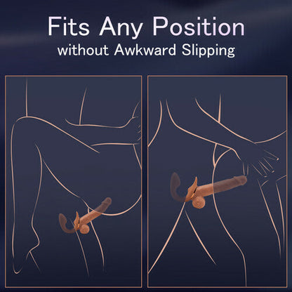 Buyging™ 9 Vibrating Telescopic Clitoral Strap On Adjustable Lifelike Dildo Rabbit Ear Double Ended