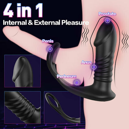 Buyging™ 10 Vibrating 3 Thrusting Remote Control Anal Vibrator