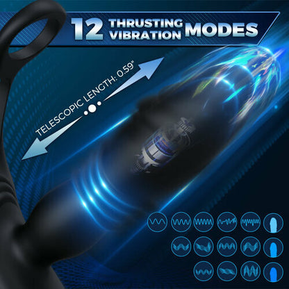 Buyging™ SAUL Glans 3 Thrusting 12 Vibrating Cock Rings Prostate Massager
