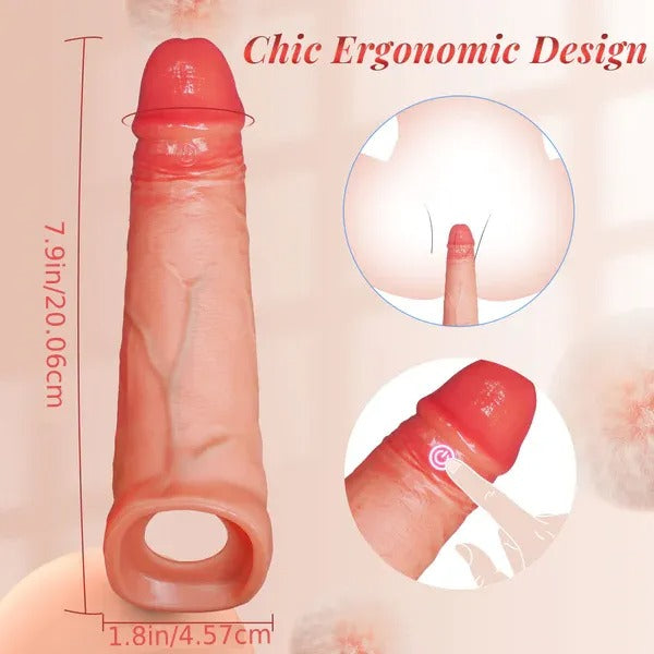 Buyging™ APP Controlled 9 Vibrating Penis Extender Sleeve With Cock Ring