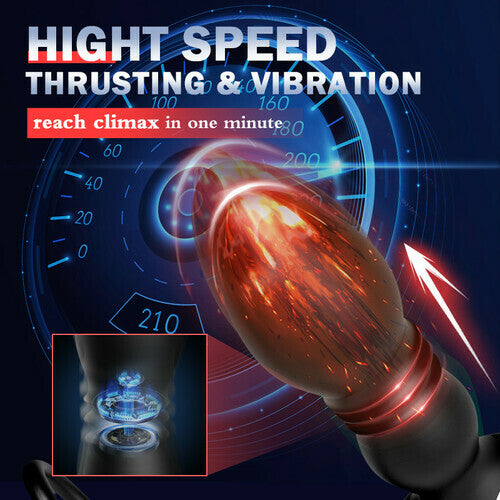 8 Thrusting 8 Vibrating Anal Vibrator With Dual Cock Rings