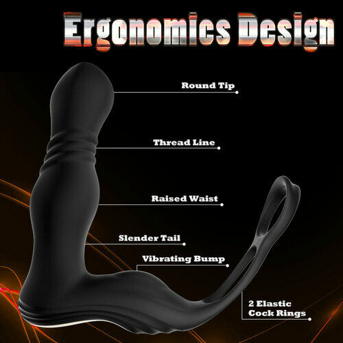 Buyging™ THOR 3 Thrusting 10 Vibrating Dual Cock Rings Prostate Massager