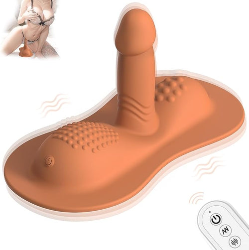 Remote control sit-down retractable vibrating dildo with 3 powerful motors and 20 vibration combinations