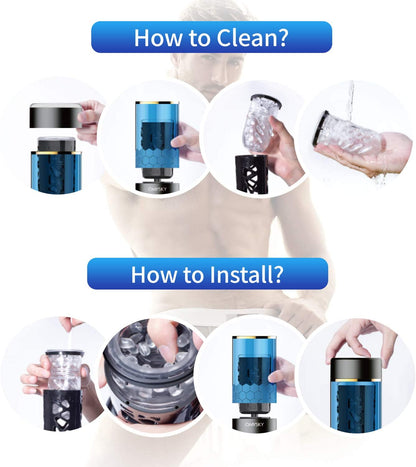 Male Masturbator Cup Sex Toys for Men 【10 Rotating + 10 Thrusting Stretch Rotating + Hands Free】