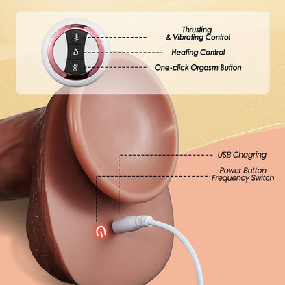 Buyging™ 8 Thrusting 8 Vibrating Intelligent Heating Lifelike Dildo 10.04 Inch
