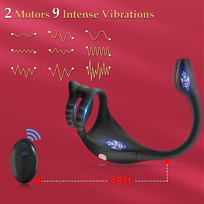 Vibrating penis ring stain stimulator with mini bullet, remote control, anal plug, prostate massager, penis ring, male vibrators for men, sex toys for adult partners