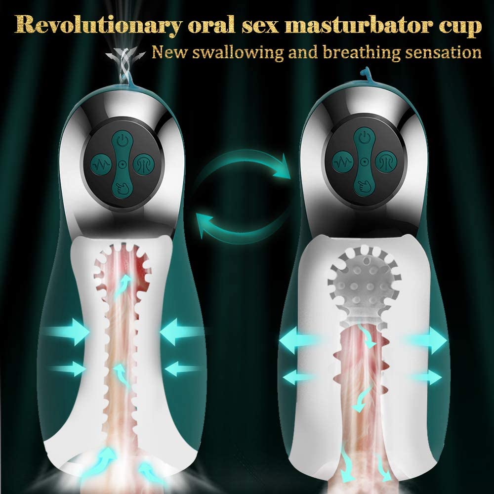 Vibrating Male Masturbator Cup with 3 Swallow Suction & 10 Vibration