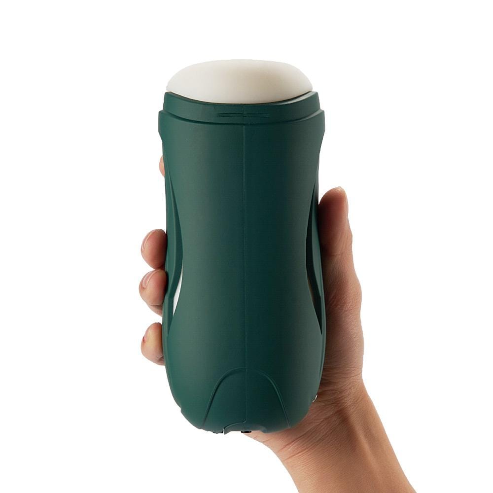 Dark-Green 10 Vibrating Manual sucking Heating Masturbation Cup