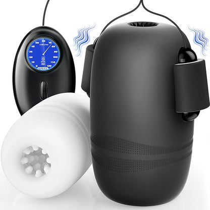 Sexoralab™ 6IN1 Male Masturbator 2 Pack Male Vibrator Penis Pump Stroker Pocket Pussy with CVT & Visual Controller, 8 Vibrating & 12 Frequencie