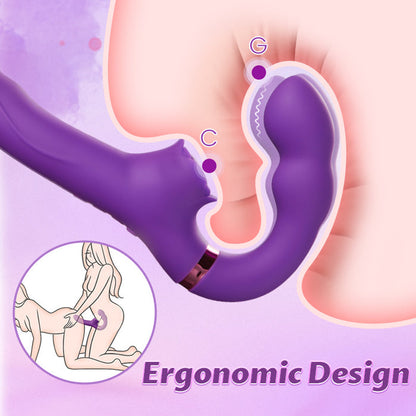 Buyging™ Strapless Strap-On G-Spot Dildo Vibrator With 10 Tapping Vibrating Modes