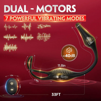 Buyging™ ARCHIE 4 in 1 Vibrating Prostate Massager and Cock Ring with Remote Control