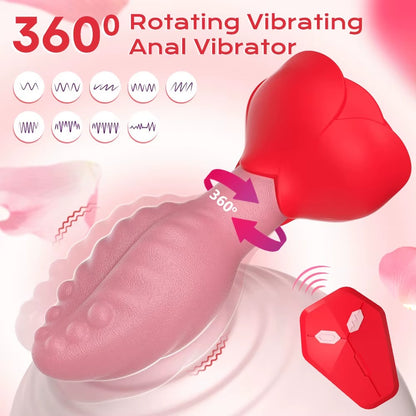 Buyging™ APP&Remote Control 9 Vibrating and 360° Rotating Anal Vibrator with Rose Base