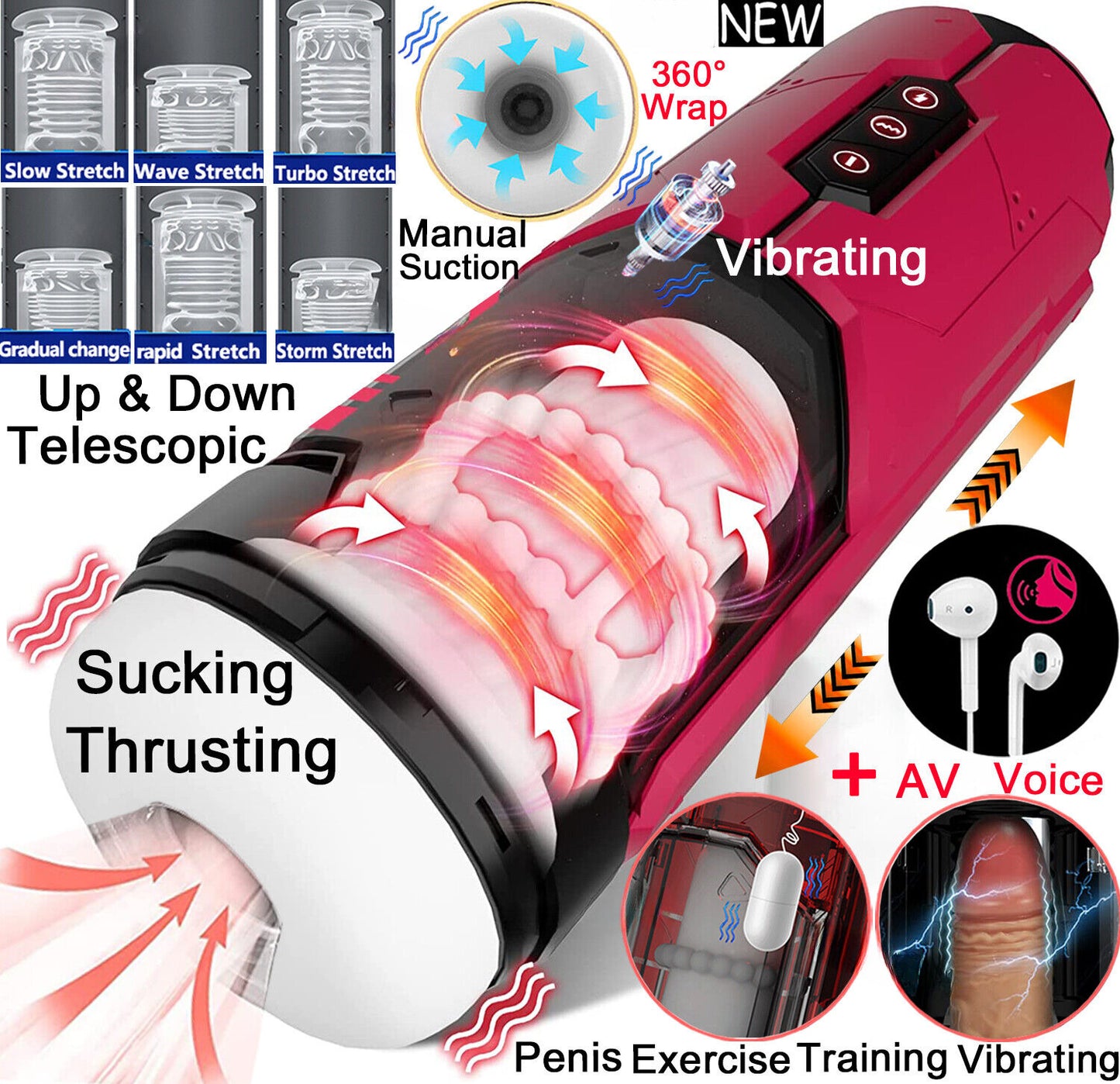 [Confidential delivery]Male Masturbaters Automatic Handsfree Thrusting Cup Vibrated Stroker Lubricants