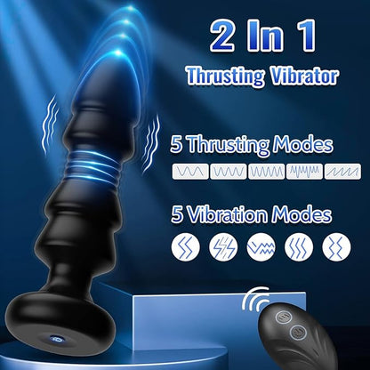 Thrusting Sex Toys Anal Plugs - Anal Toys Sex Toy Remote Control Vibrating Butt Plug G Spot Vibrator, Anal Beads with 5 Vibrating & Thrusting Prostate Massager, Anal Sex Toys for Male and Female