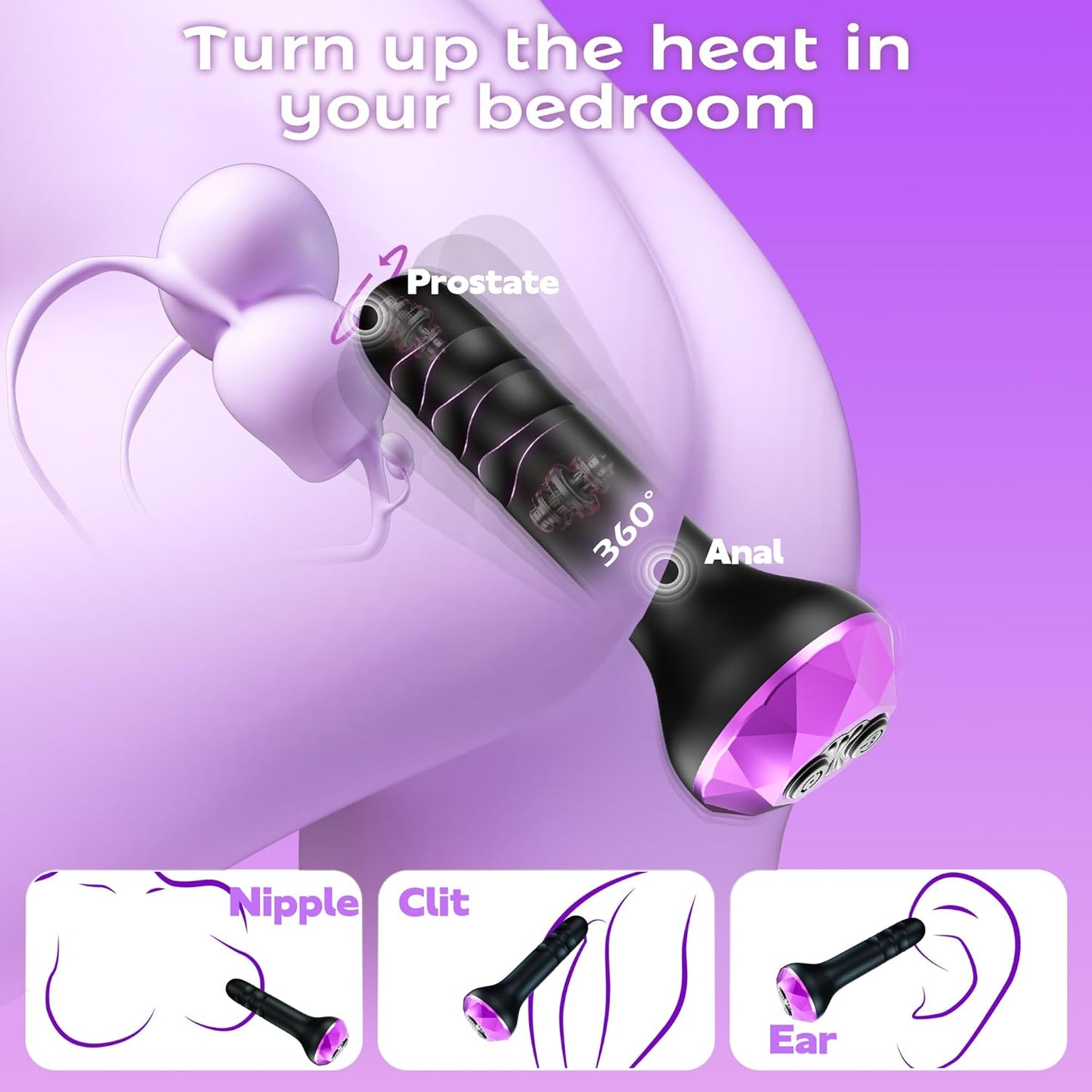 Vibrating Butt Plug Anal Toys, Prostate Massager with 10 Vibrating & Rotating Modes, Beginner-Friendly Anal Plug Sex Toys for Men & Women, 2 Motors Anal Dildo & G-Spot Vibrator Anal Beads Adult Toys