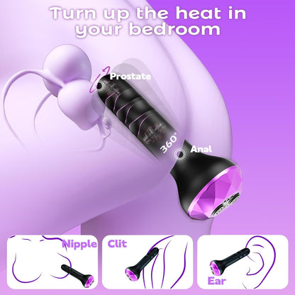 Vibrating Butt Plug Anal Toys, Prostate Massager with 10 Vibrating & Rotating Modes, Beginner-Friendly Anal Plug Sex Toys for Men & Women, 2 Motors Anal Dildo & G-Spot Vibrator Anal Beads Adult Toys