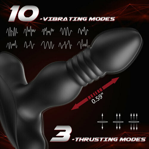 Buyging™ 10 Vibrating 3 Thrusting Remote Control Anal Vibrator