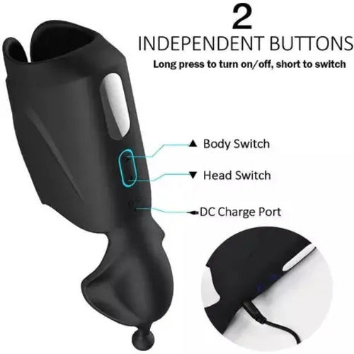 [HOT SALE] 2-Motor Penis Glans Training 10-Vibration Masturbation Cup