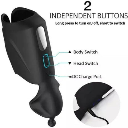 [HOT SALE] 2-Motor Penis Glans Training 10-Vibration Masturbation Cup