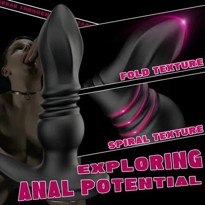 Cook-7 Thrusting & Vibrating Drill Spirals Double Cock Rings Prostate Massager