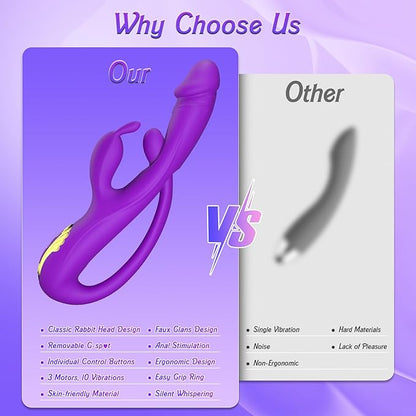 Sexoralab™Newest 3-in-1 Rabbit G-spot Vibrator with 10 Flapping Vibrating & 7 Licking Sucking Modes