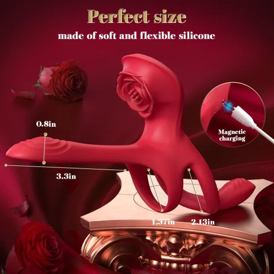 🎁2025 Epic Vibrating Couple Penis Sleeve💥- 😍5-in-1 Rose Love💖