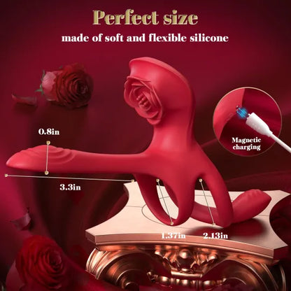 🎁2025 Epic Vibrating Couple Penis Sleeve💥- 😍5-in-1 Rose Love💖